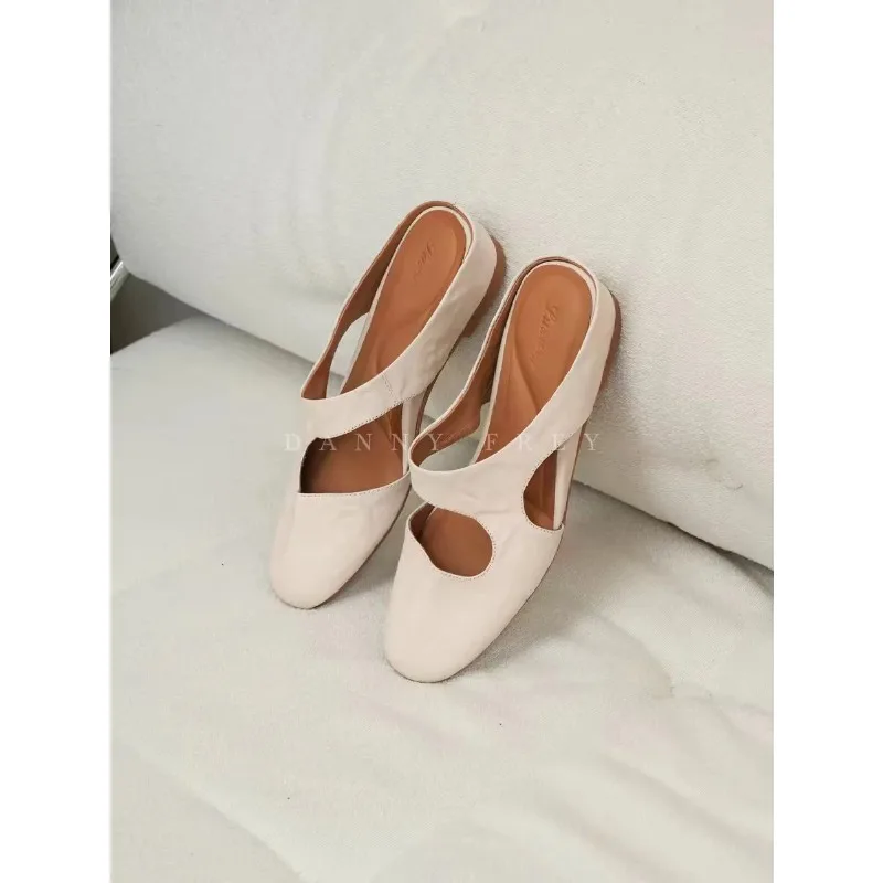 

French Beautiful Baotou Half Slippers Women 2026 Summer Inside Heightening Slip Elegant Temperament Slippers