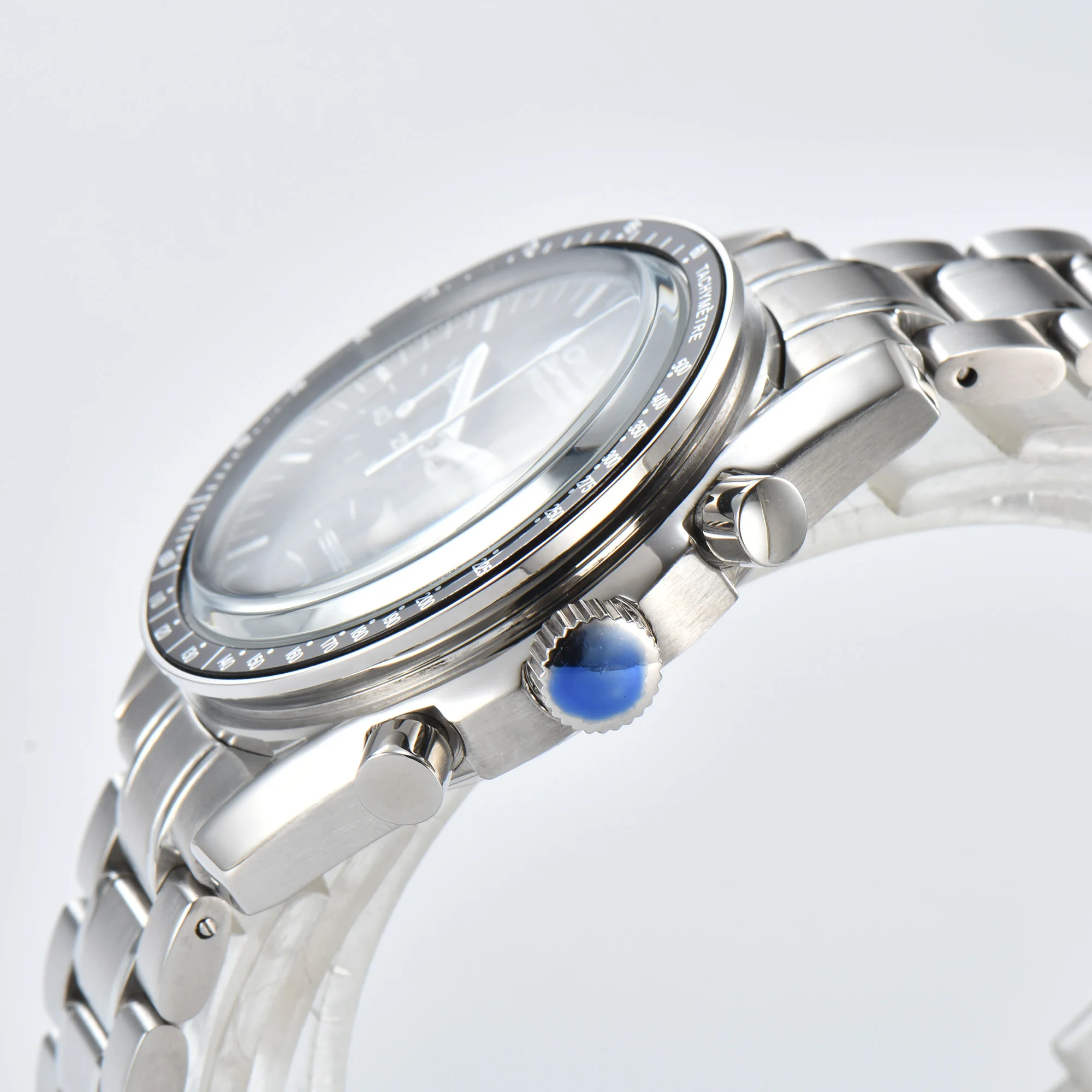 Stainless steel Men's wrist watch Sapphire glass waterproof Quartz watch VK63 movement 41mm Moon Design speed chronograph watch