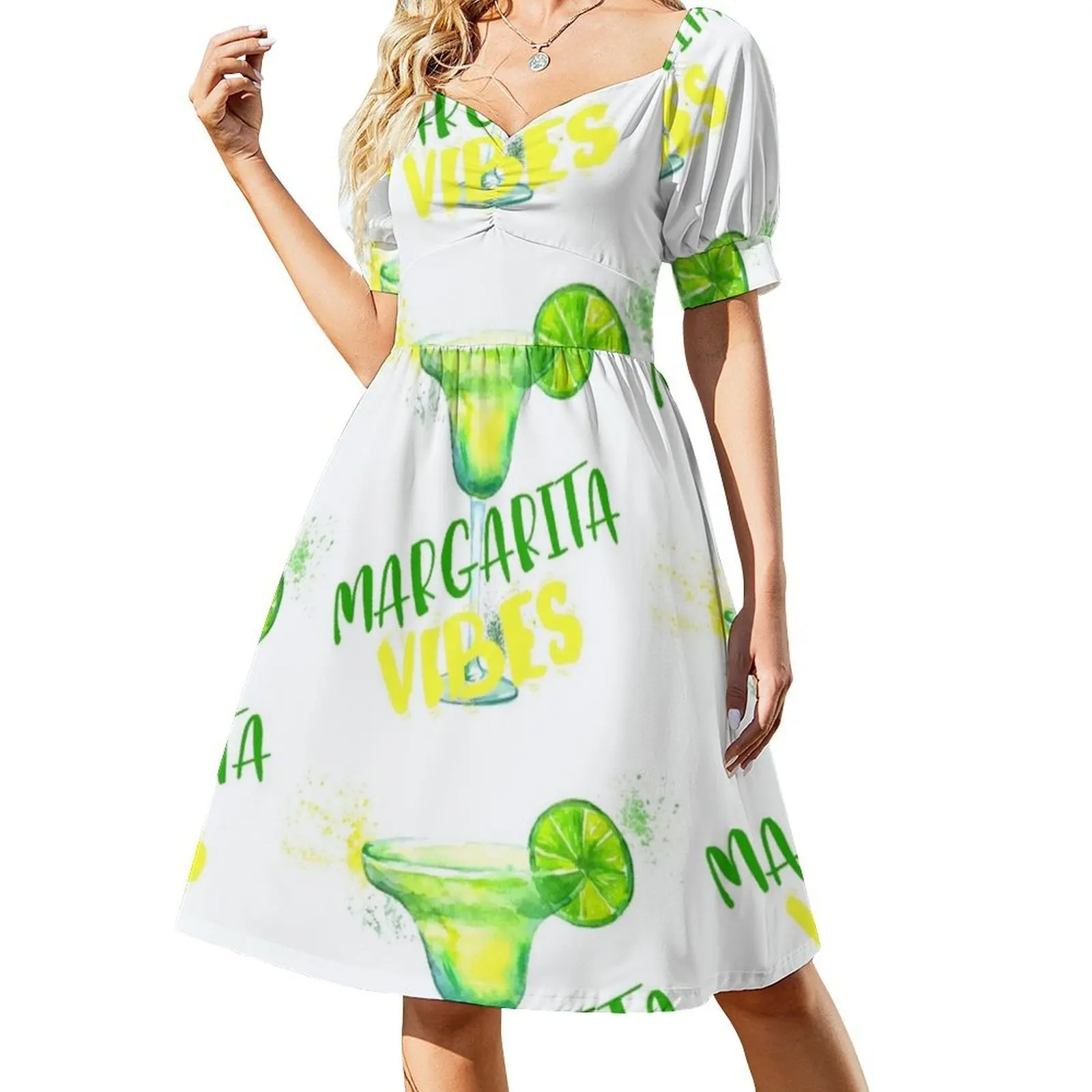 فستان مارغريتا فيبس النسائي الأنيق للحفلات على شكل حرف a مع خيارات قصيرة/طويلة/بدون أكمام مارغريتا تيكيلا مشروب كوكتيل