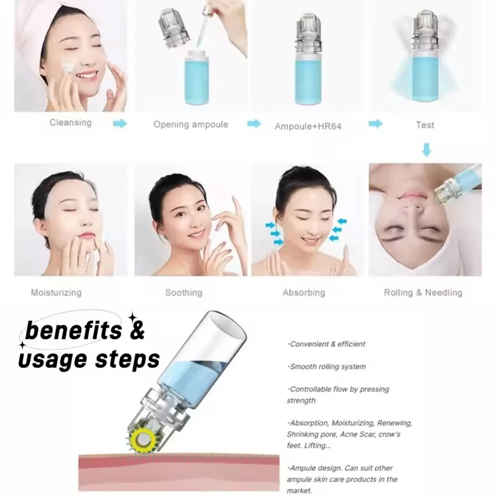 Lip Plumper hydrating Lip Care Product Hydra Roller 64 pins Microneedle titanium golden Dermaroller face Skin Care Therapy