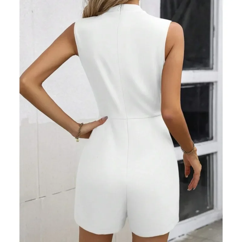 New Summer For Women Solid Color Jumpsuit Shorts Fashion Medium Split Fork Elegant Female Party Jumpsuit Shorts 2024 Y2K
