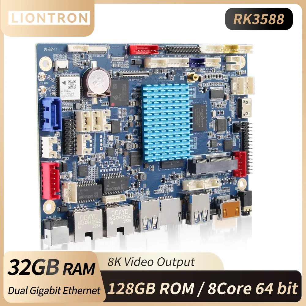 

Промышленная материнская плата Liontron Rockchip RK3588 PCIe, двойной гигабитный Ethernet, 32 ГБ, LPDDR4, поддержка Ubuntu22.04, Debian12, Andriod13