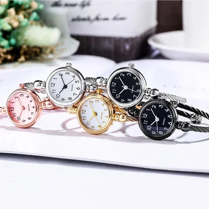 Montre-bracelet en acier inoxydable pour femme, petit bracelet doré, montres-bracelets à quartz rétro pour femme, horloge habillée