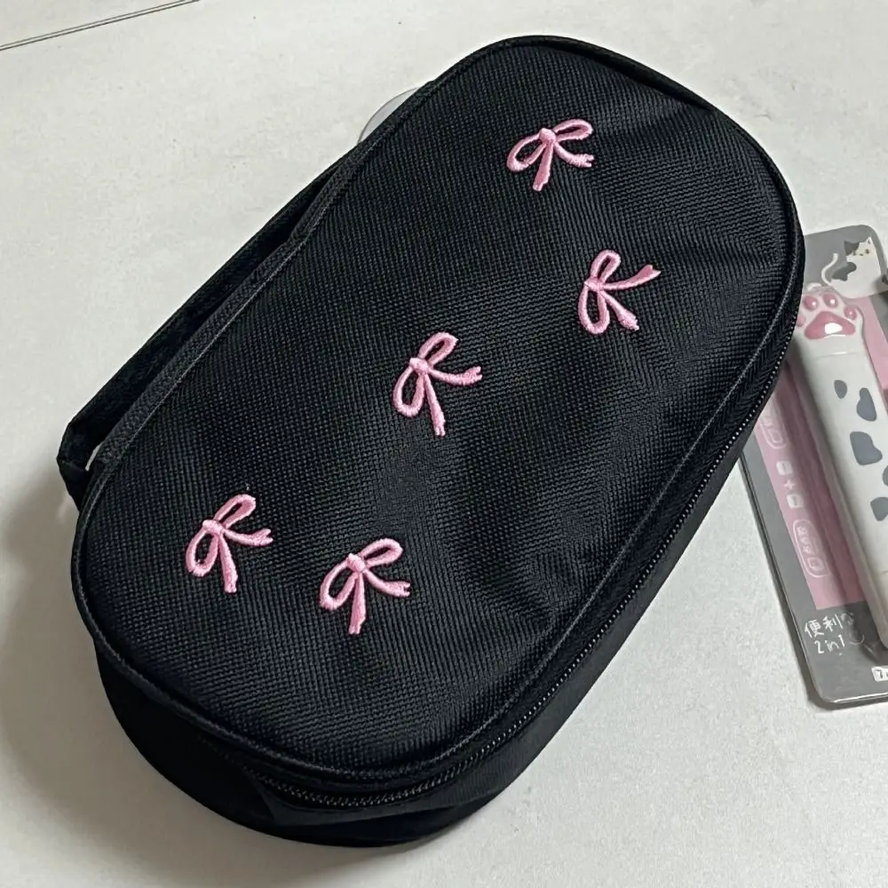 Gifts Large Capacity Bow Pen Bag Stationery Storage Embroidered Pen Storage Bag with Pendants Student's Commuting Stationery