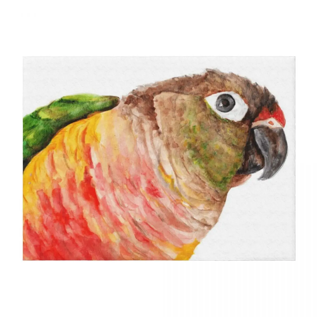 

Green-cheeked Conure - Watercolor Art Red Yellow Green Throw Blanket Travel Bed linens Sofa Quilt Plush Blankets