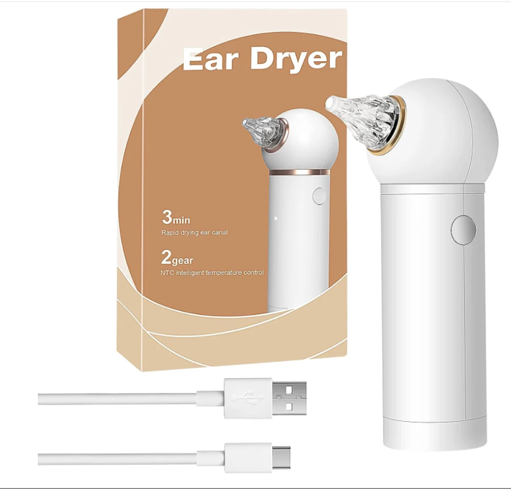 Rechargeable Ear Dryer Warm Air Low Noise Dryer Prevent Ear Canal Inflammation for Swimming Showering Water Sports Surfing and H