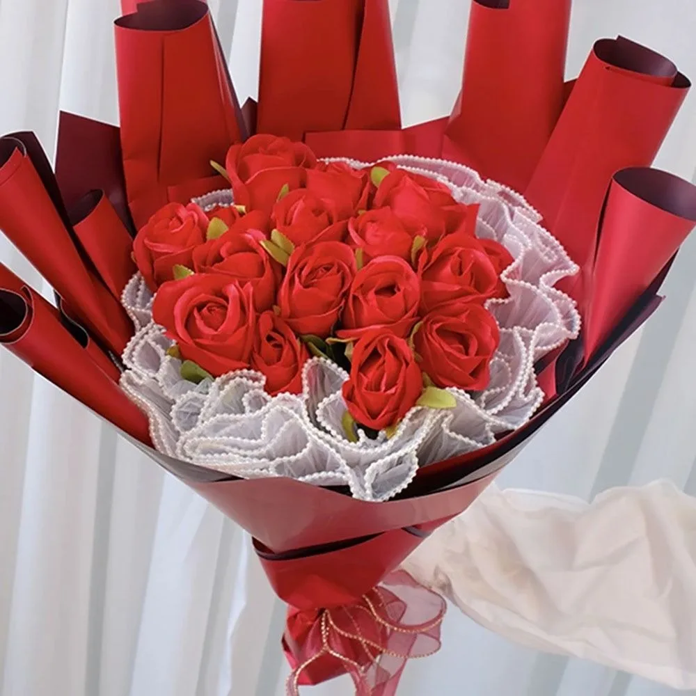 Pearl Lace Flower Wrapping Cloth Handmade Bouquet Wave Yarn Gift Wrapping Mesh Florist 28cmx4Yards Flower Bouquet Wrapping
