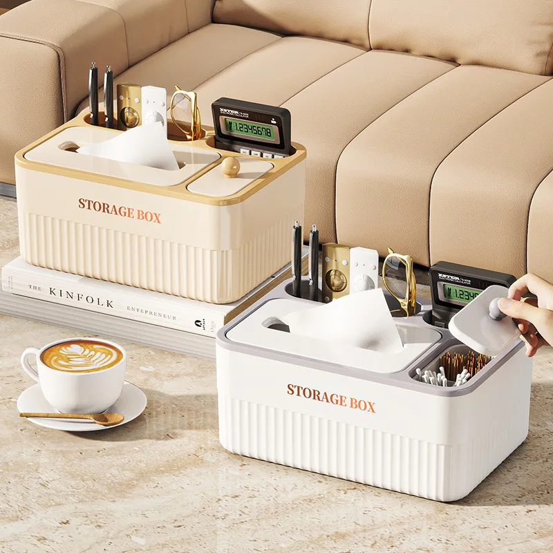 

Home living room coffee table, desktop remote control, storage box, minimalist style, deepened plastic paper drawer, tissue box