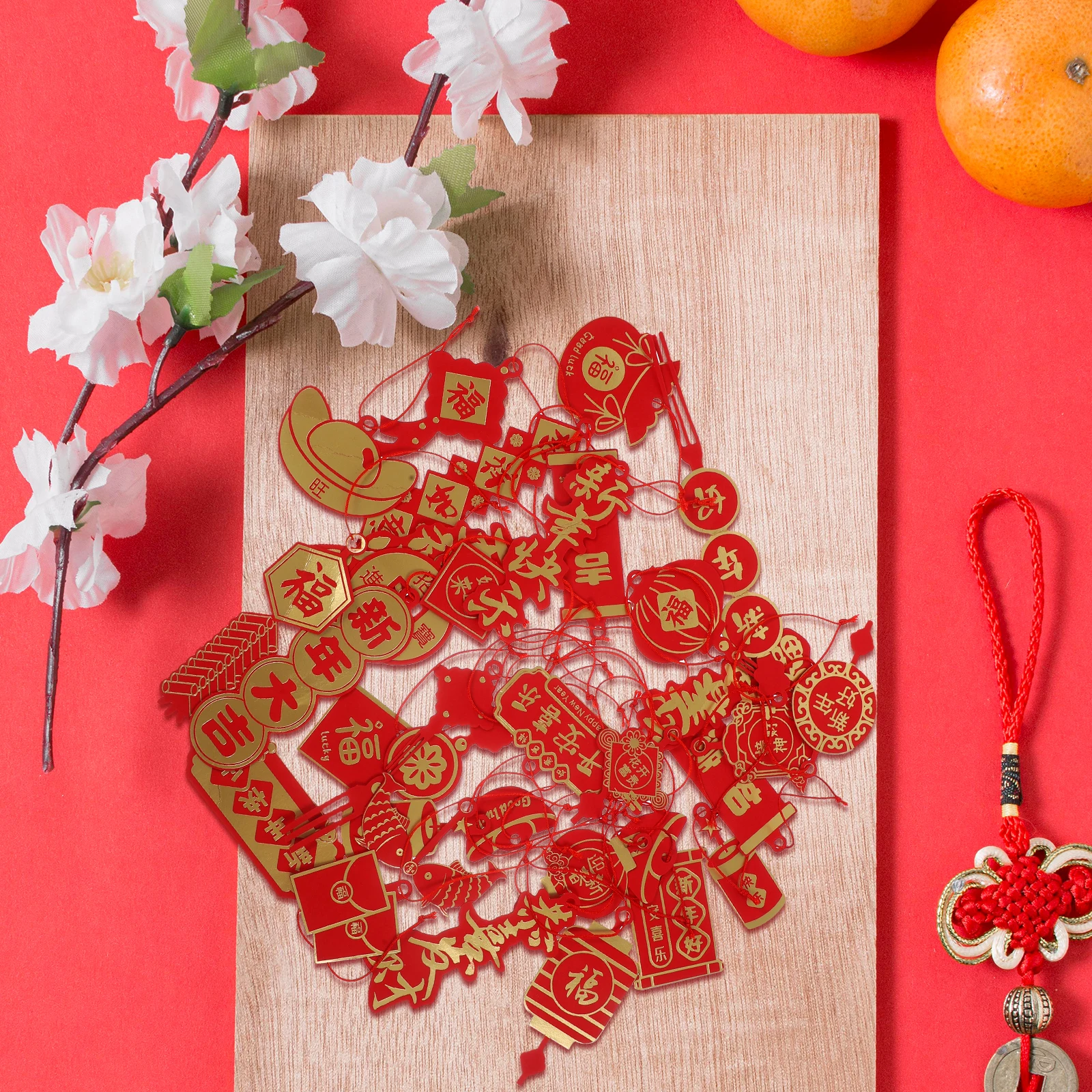 

New Year naments Chinese Cartoon Creative Pendants Reusable Decor Spring Festival Hanging Bright Colors DIY Home Car Party