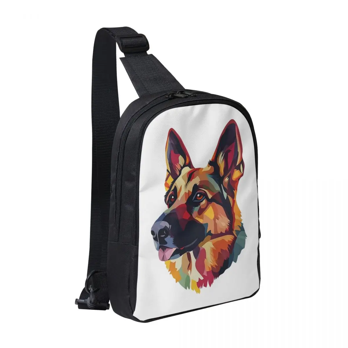 

German Shepherd Dog Portrait Chest Bag Men Sling Crossbody Backpack Chest Bag Traveling Hiking Daypack Shoulder Bag