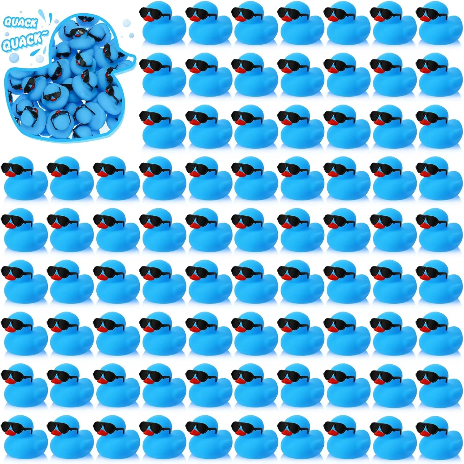 1-100pcs Blue Mini Rubber Ducks in Bulk with Sunglasses Duck Gifts Mini Bath Ducks Small Duck Float Pool Ducks Bulk Toys