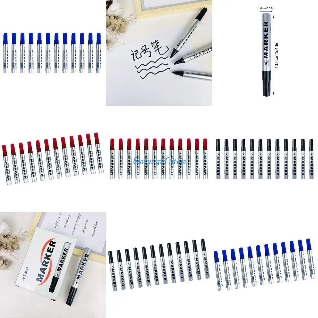 

C7AB 12 Strong Permanent Markers Rapiddry Impermeable Toner Oil Resistant for Rough Exteriors