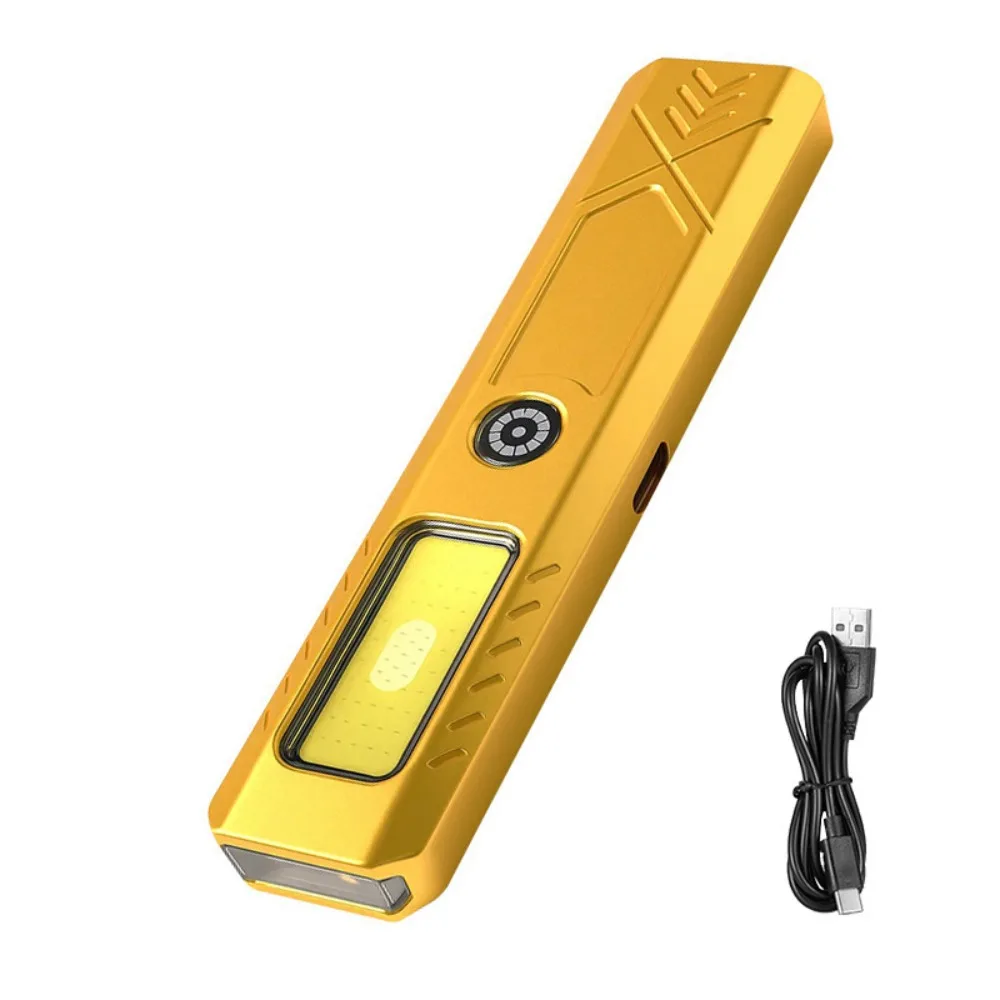 Rechargeable LED Keychain Flashlight with Magnet Ultra-thin Security Flashing Work Light Multifunctional Back Clip Design