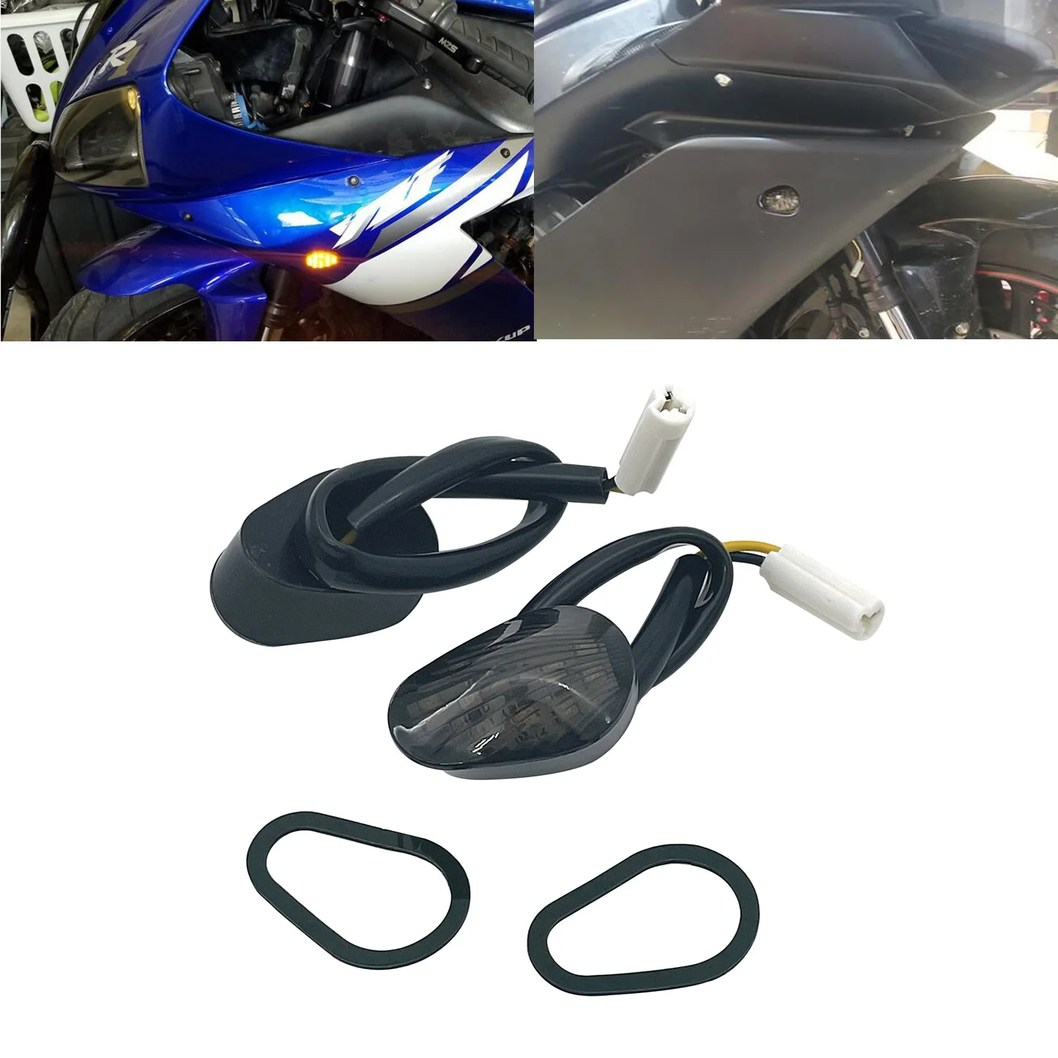 Smoke Lens Turn Signal Light Lamp Indicator Flush Mount For Yamaha YZF R1 R3 R6 R6S FZ1 FZ6 FZ6R FZ07 FZ08 FZ09 MT-07 MT-09