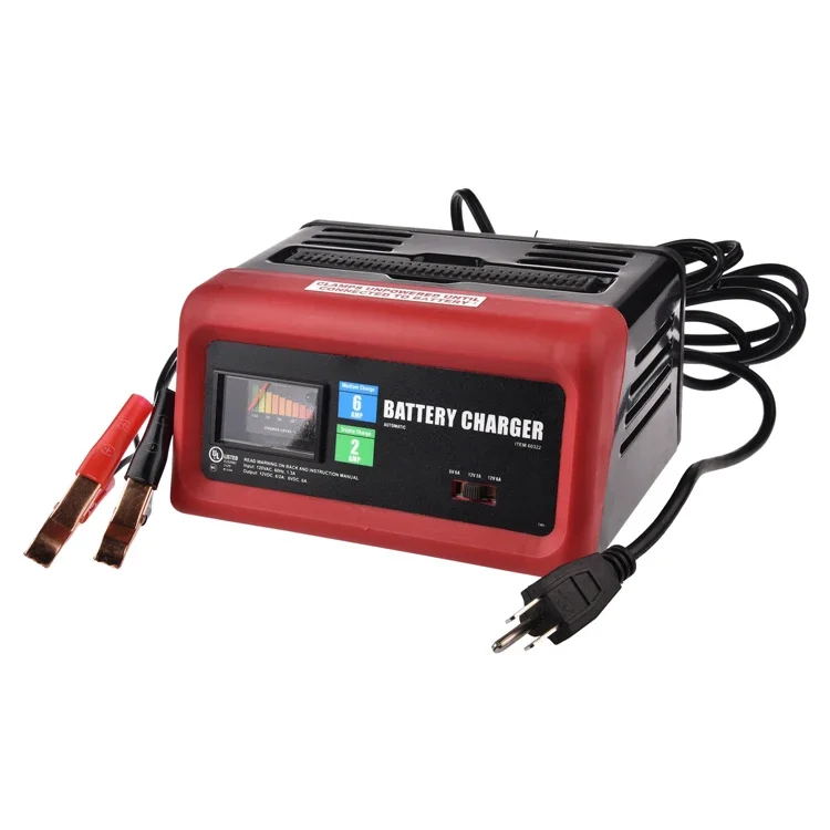 Portable Commercial Car Battery Charger 6/12 VDC to 2/6 AC Plug Connection for Lead Acid Battery