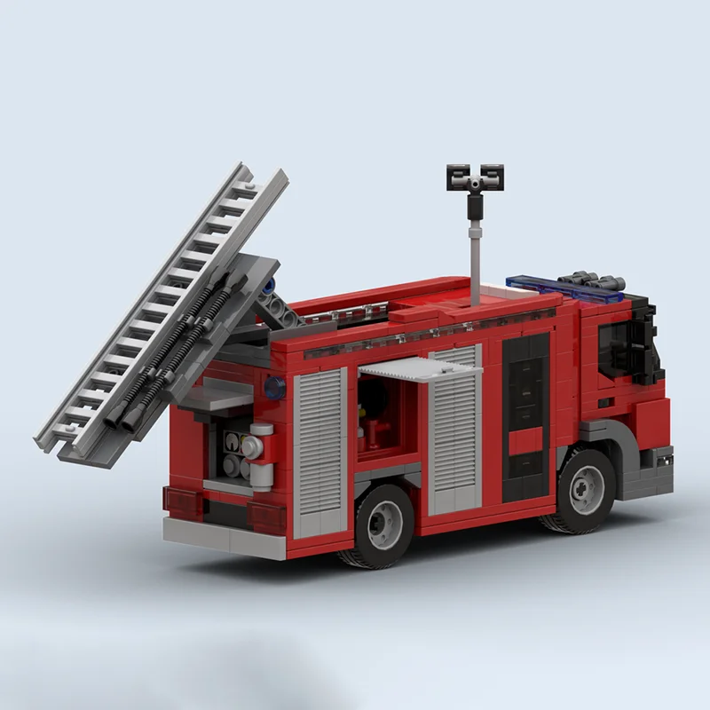 Fire Fighting Vehicle Moc Building Blocks Fire Engine Model Technology Modular Brick DIY Assembly Construction Toy Holiday Gifts