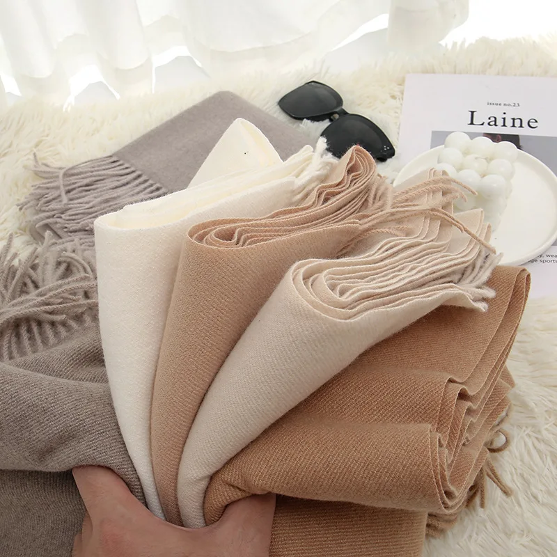 Women Big Size Plain Solid Cashmere Imitation Hijab Scarf High Quality Wraps Shawls Musulman Headband Islamic Turban 180*65Cm