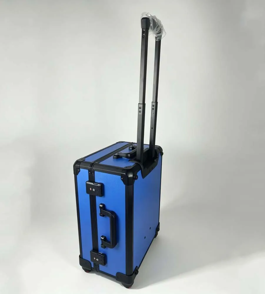 Portable Trolley Aluminum Aviation Case with 4-Wheel Telescoping Handle, Storage for Sports & Trading Cards Collectibles
