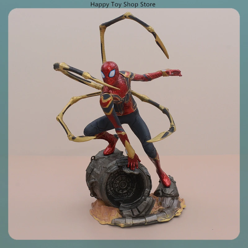 

20cm Iron Spiderman Peter Parker Infinite War Movie Figure Model Gk Statue Boys Collection Desktop Decoration Ornament Toys Gift