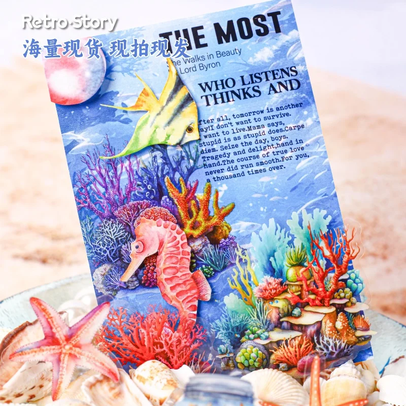 

15 шт./1 лот Kawaii наклейки для скрапбукинга подводный мир мусорный журнал золотой планировщик канцелярские наклейки планировщик декоративные