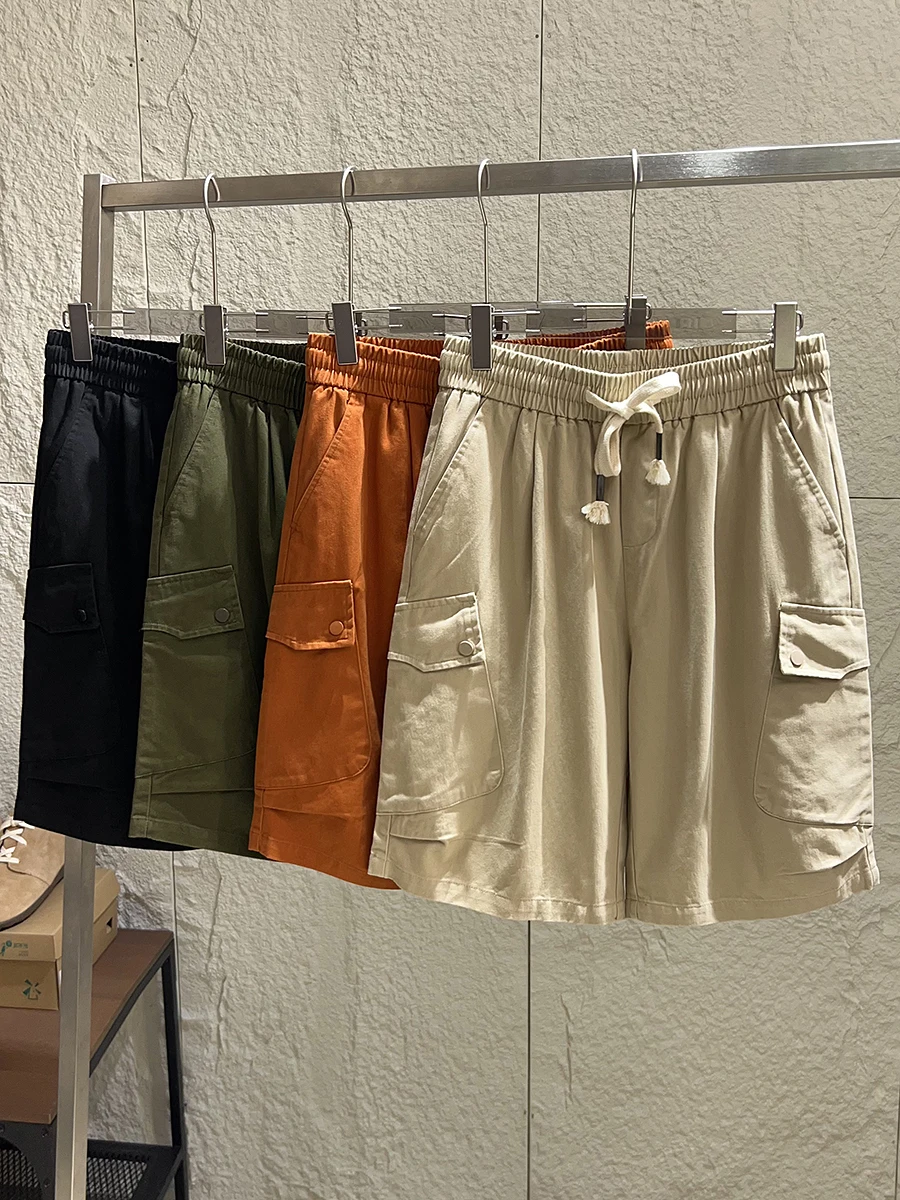 

American Retro Cotton Workwear Shorts Men's Summer Straight Leg Casual Multi Pockets Five Parts Pants Breathable Youthful