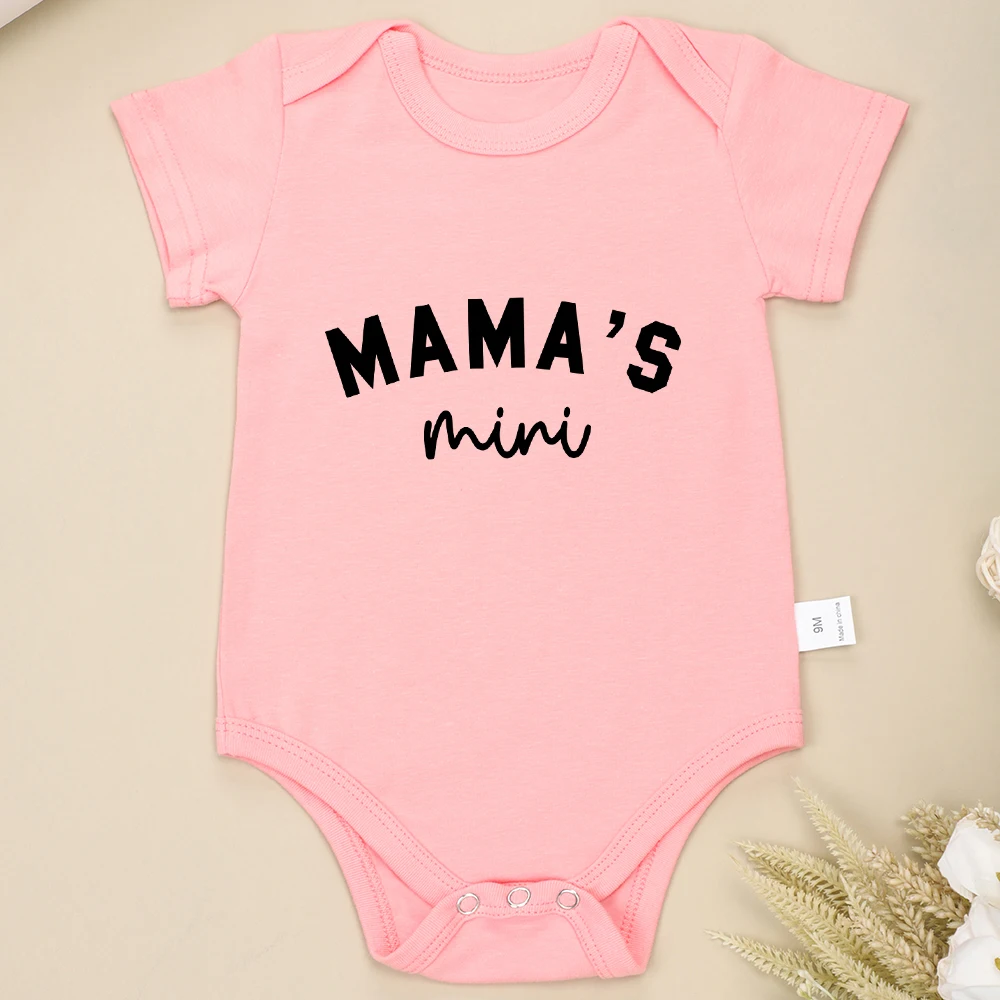 Infant Clothes Baby Boy Bodysuit MAMA\'S Mini Text Print Funny Cute O-neck Short Sleep Cotton Newborn Onesie Home Casual