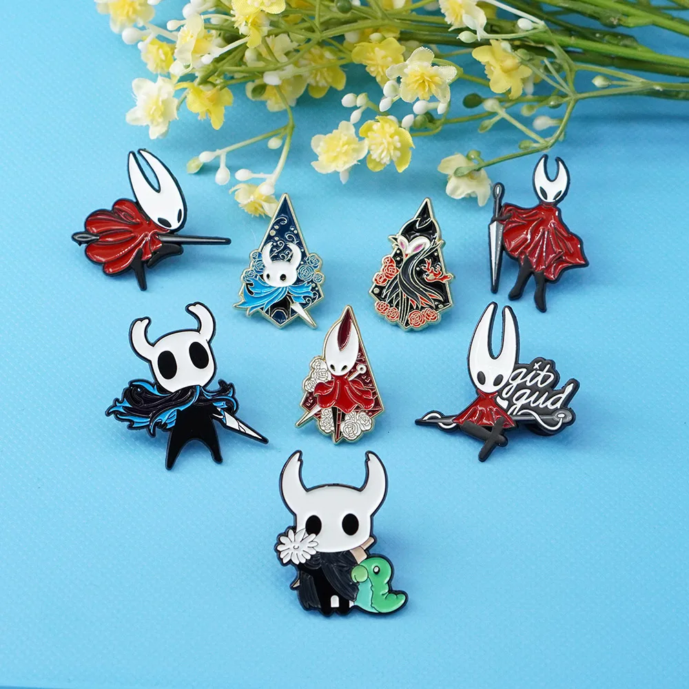 4-8Pcs Hollow Knight Enamel Pins Cute Game Character Insect Knight Hornet Ghost Brooches Kawaii Lapel Pins For Bags Hats Gifts