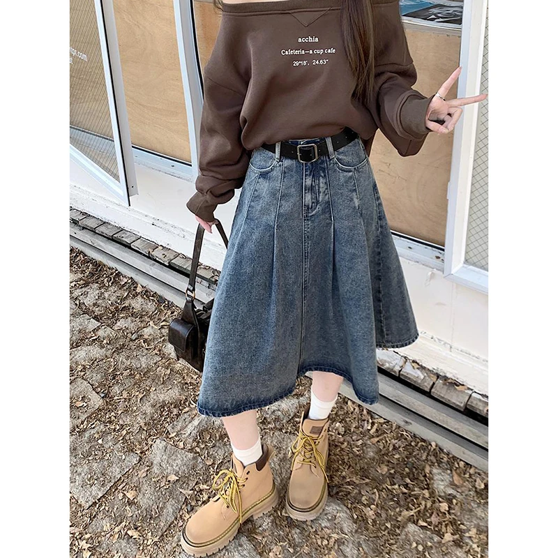 

High Waist Midi Denim Skirt Fashionable Commute Style Summer New Arrival Casual Series Button Closure Other Fabric Material