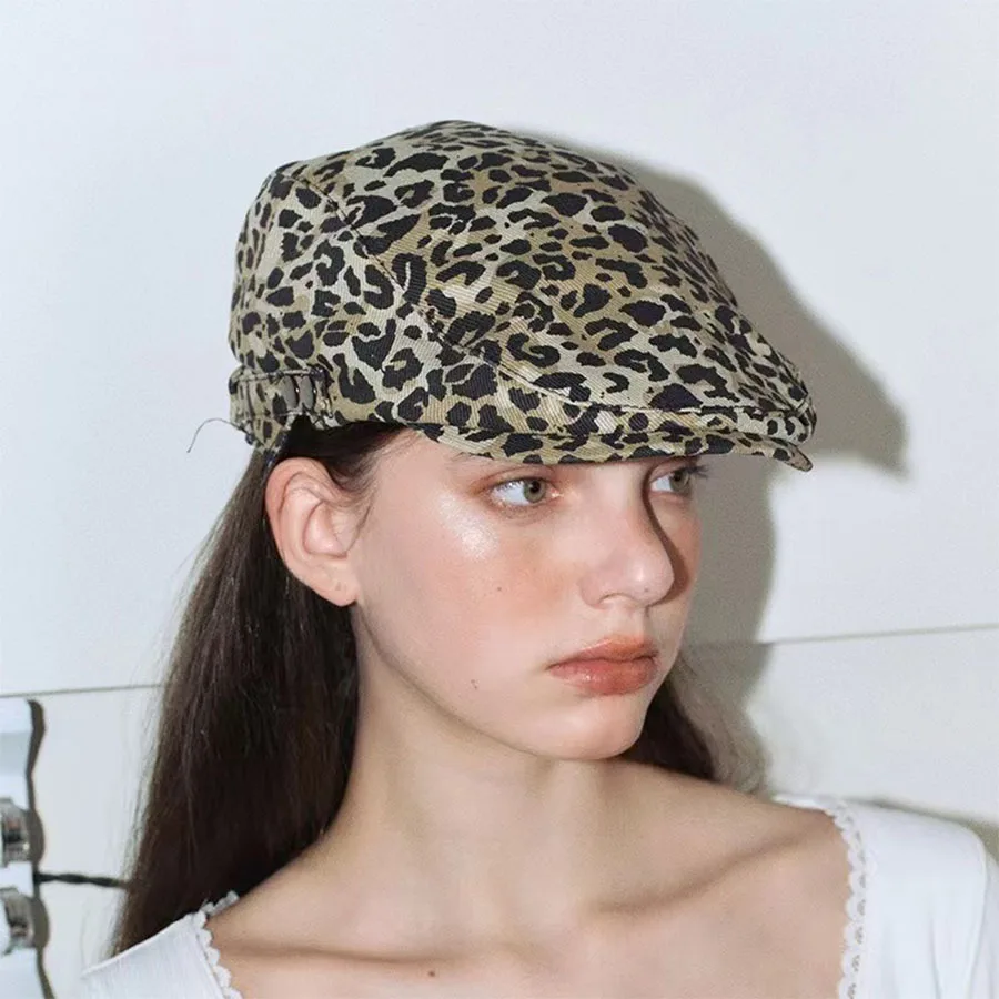 

Everything trends personality fashion simple look leopard print ethnic style beret suitable for going out and daily wear hats