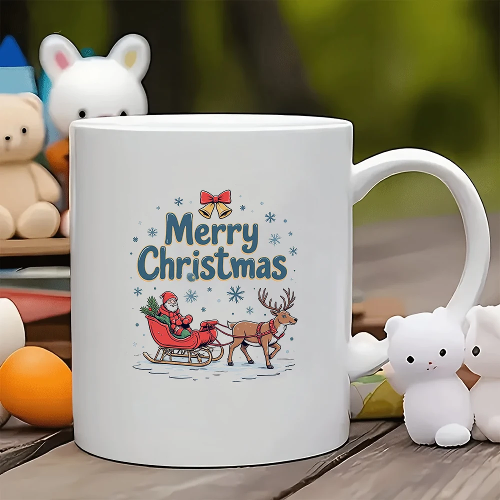 

11oz cartoon Santa Claus reindeer themed Christmas mug + kids cup thermal cup Christmas gift family office coffee mug