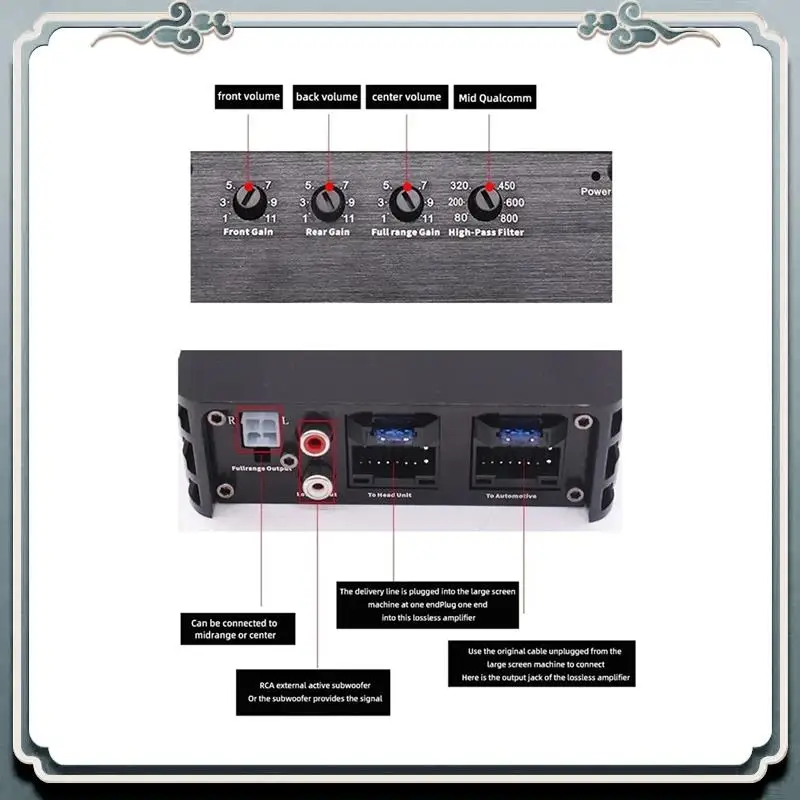 Premium DC-12V 4CH DSP Power Amplifier RMS 4X60w Car Audio Lossless Upgrade Plug And Play Audio Amplifier For Car Large Screen