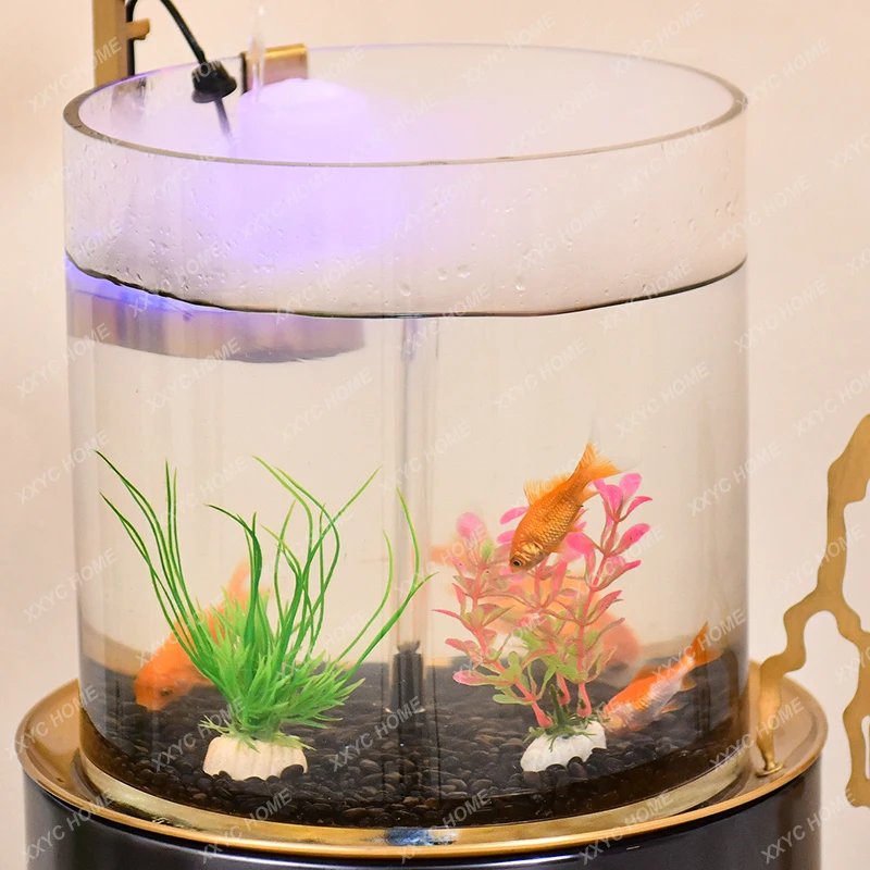 Flowing Water Ornaments Fish Tank Circulating Waterscape Floor Home Hallway Living Room Interior Humidifying Household Fortune