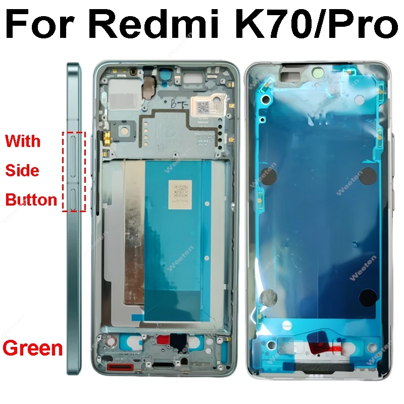 ل Xiaomi Redmi K70 K70E Pro شاشة الكريستال السائل غطاء إطاري الشاشة مع أزرار جانبية الكابلات المرنة الأوسط غطاء إطاري حامل الحافة أجزاء #4