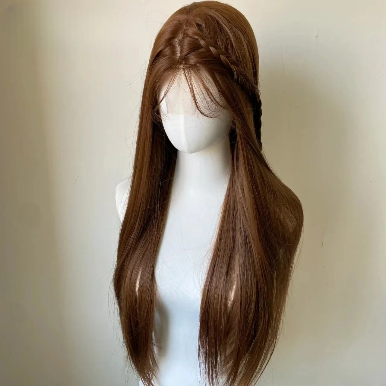 براون مستقيم موضة 26 بوصة 180 الكثافة لينة الدانتيل الجبهة الباروكات للنساء مع BabyHair الاصطناعية ارتداء اليومي الباروكات #4