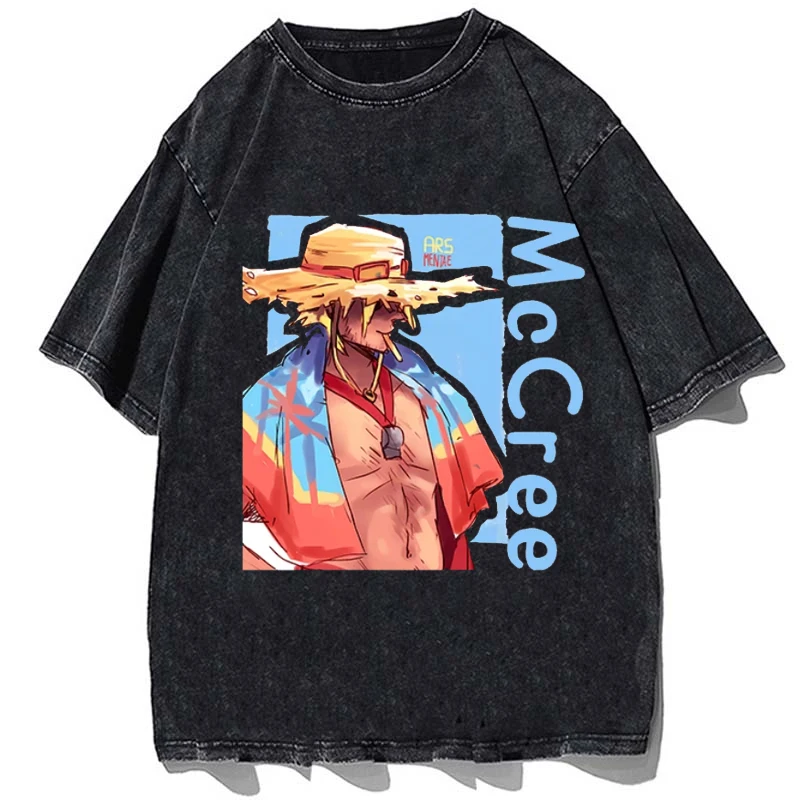 

Revolver McCree Printed T-shirt Overwatch Games Graphic T Shirt High Quality Cotton Vintage Men Women Loose Oversized Tees Tops