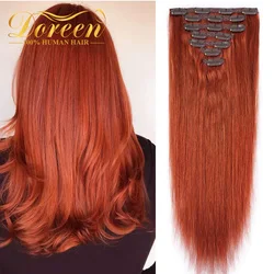 Doreen Asia Hair Clip in 110G to 200G 100% Real Human Hair Clip in Hair Extensions Copper Red Natural Hair Clips Sewed On Weft