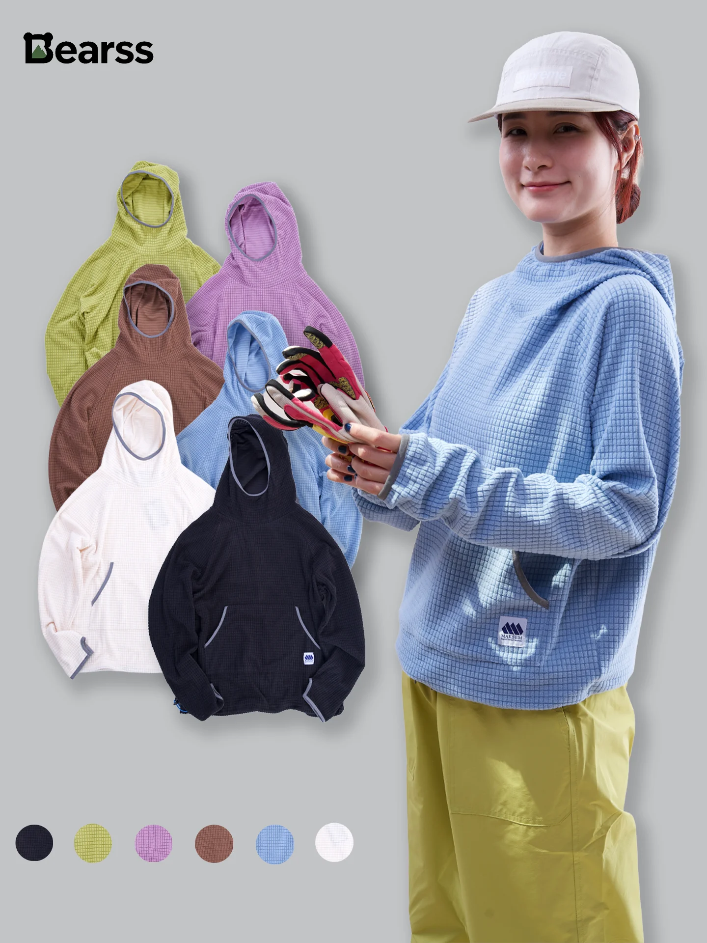Fleece Lined Hoodie Long Sleeve Plaid Patterned Casual Loose Fit Unisex Polyester Spandex Blend Hooded Sweatshirt