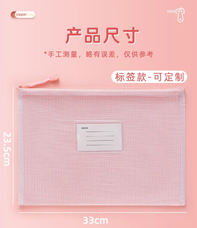 5 pz/set Trasparente Cerniera A4 Borsa di Immagazzinaggio di Documenti Impermeabile Ufficio Studente Classificazione dei soggetti Esame di Stoccaggio della Carta