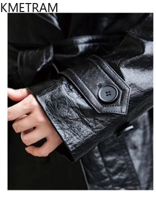 Giacca in vera pelle Donna 100% pelle di pecora Giacche nere Donna Trench lungo in pelle di alta qualità Abiti autunnali 2025 дубл Javка