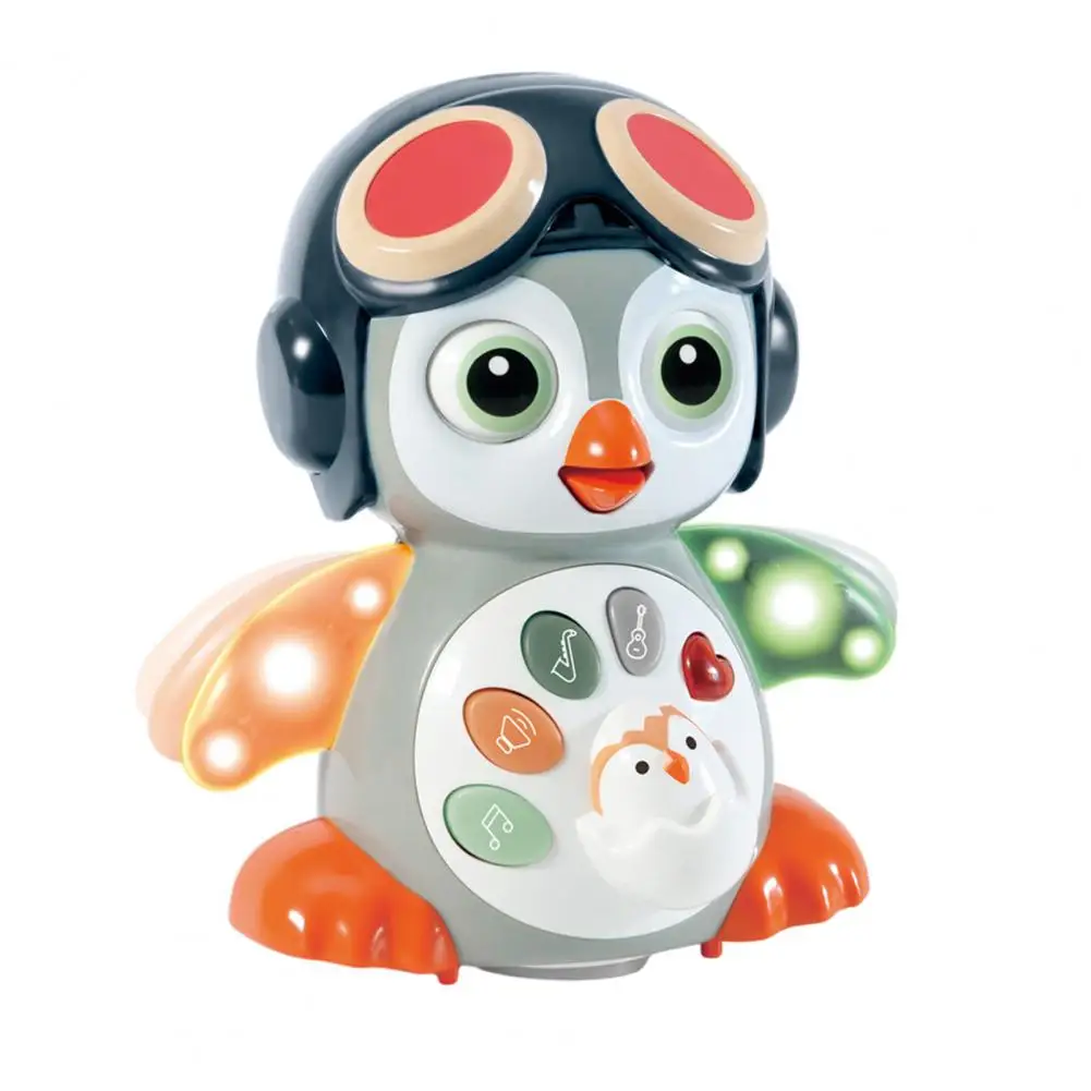 Pinguim Crawling Toy com luz para bebês, brinquedo musical para educação precoce, barriga tempo de aprendizagem, música infantil, bebês