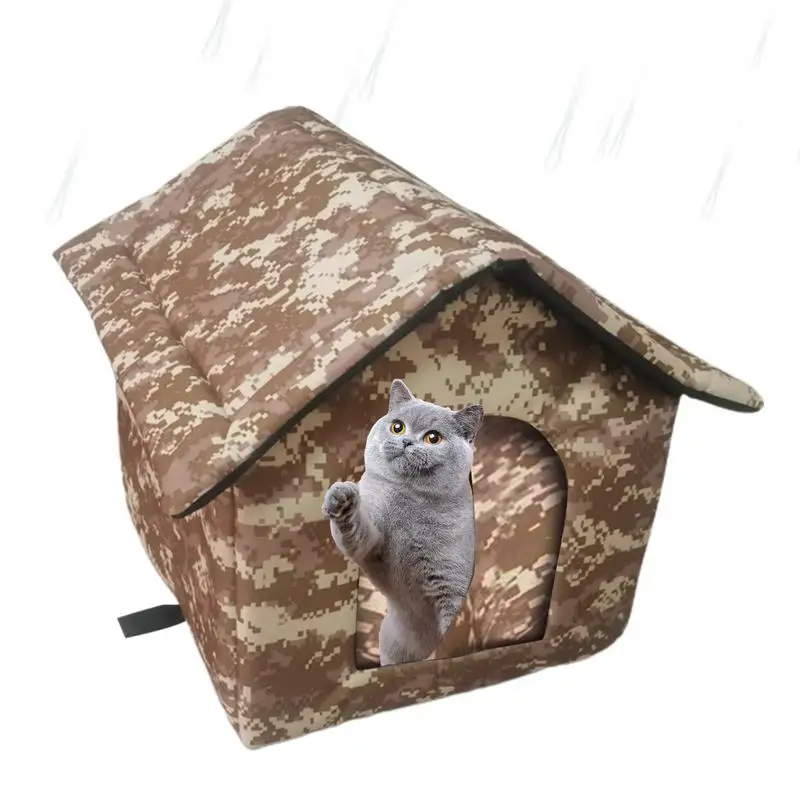 Outdoor Feral Cat House waterproof oxford cloth dog Shelter Semi closed kitten kennel Sunproof puppy Warm House pet supplies