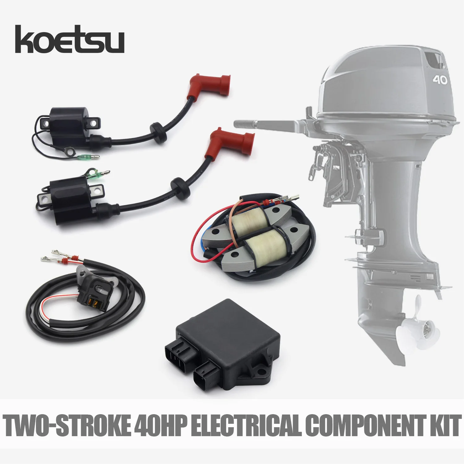 KOETSU Outboard Motor Electrical Components Kit Suitable for Yamaha 2-stroke 40HP Engines 66T-85540-01 66T-85520-00 66T-85596-00