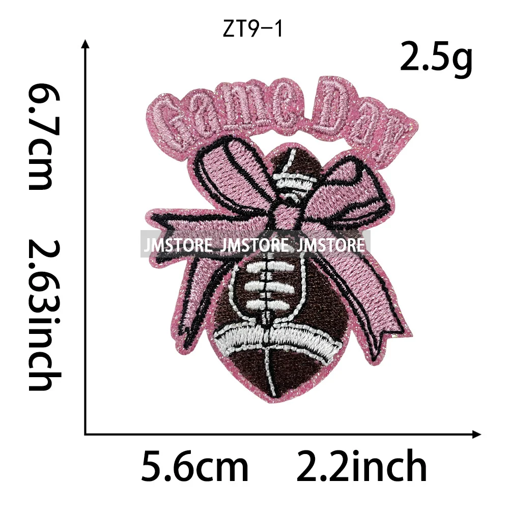 5pcs Sequin Border Baseball Football Game Day Sport Iron on Small Thermoadhesive Embroidery Patches Applique for Hoodies Hats