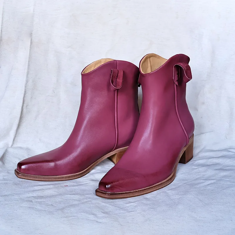 

Модные ботильоны, женская обувь, повседневные рабочие ботинки из натуральной кожи на высоком каблуке на молнии, кожаные ботинки «Челси» с острым носком в стиле ретро