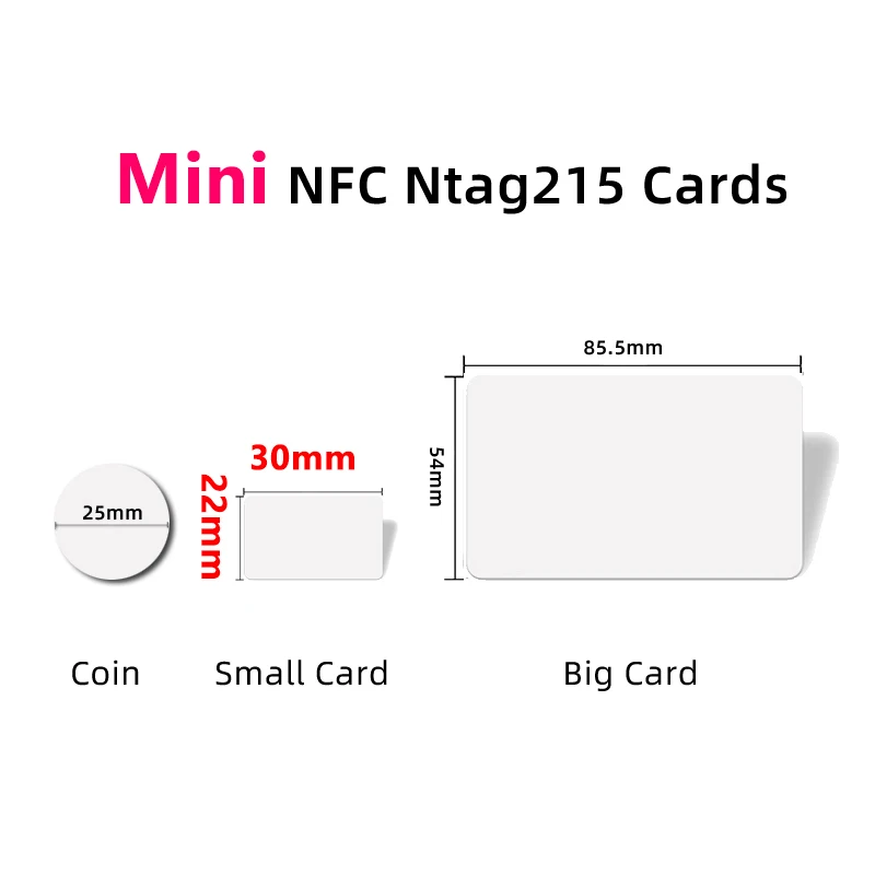 Rectangle 30pcs Mini NFC Ntag215 White Cards 13.56MHz ISO 14443A NTAG 215 RFID Tag Used Widely For NFC Enabled Devices