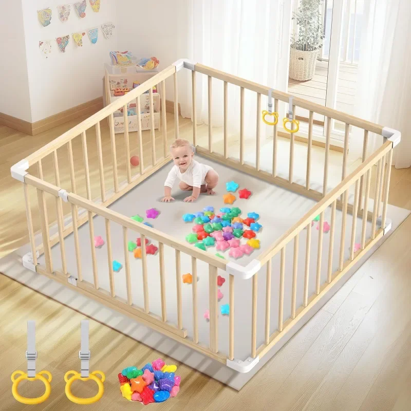 Indoor children's solid wood fence, multi-specification crawling safety fence frame