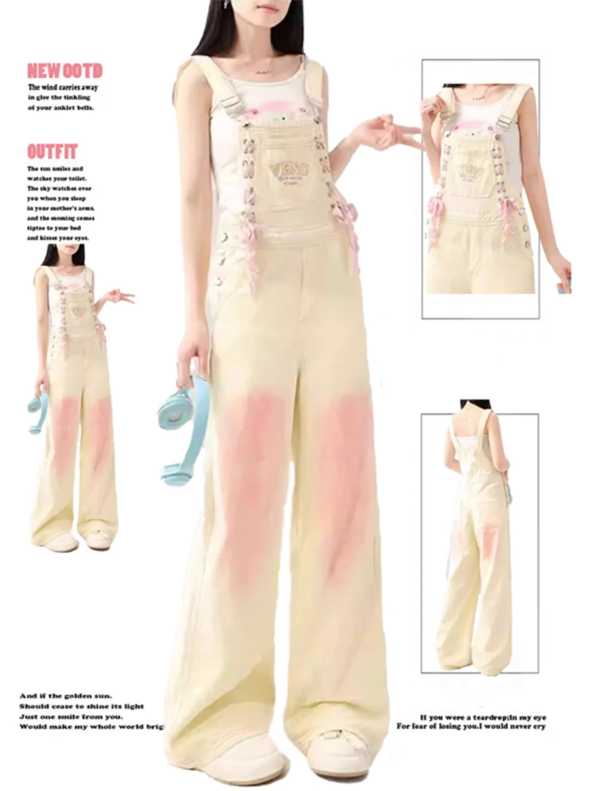 

Dopne adient Denim Overalls Women's Loose Casual Wide Leg Pants High Waist Button Zipper Summer Faion Ladies Jeans