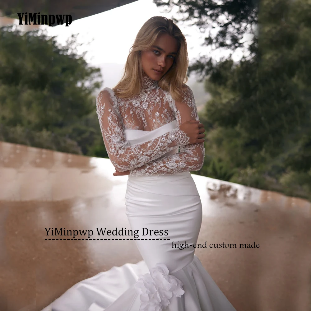 فساتين زفاف فاخرة حورية البحر للنساء 2025 فستان زفاف من الساتان مطوي بدون حمالات وأربطة بدون ظهر فيستدوس دي نوفيا مخصص