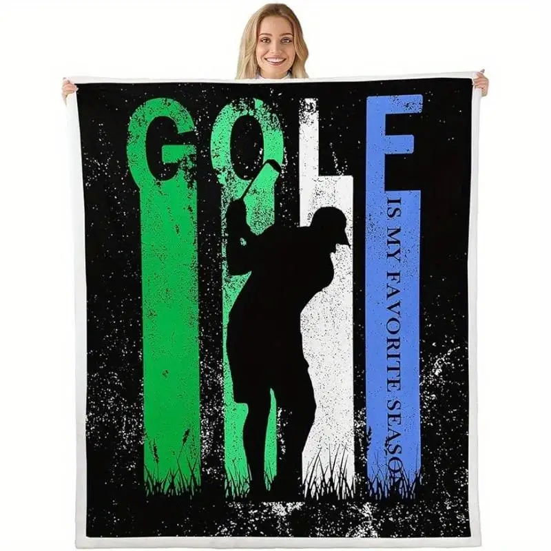 Golf-themed pattern Flannel printed blanket suitable for all seasons suitable for living room office sofa and travel 150x230CM