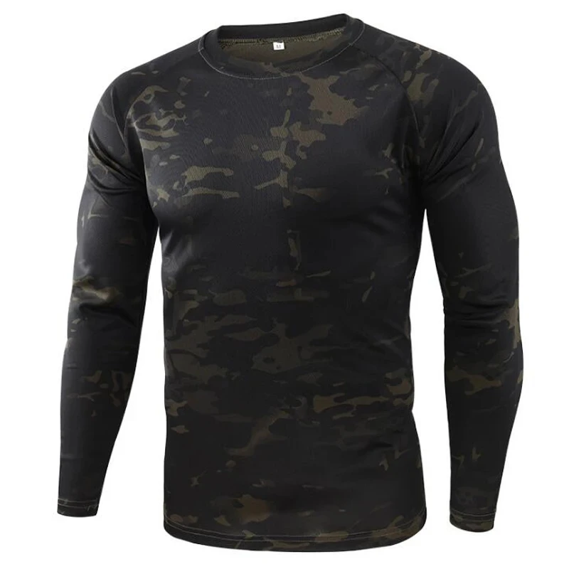 Fashionable Men\'s Camouflage Printed Men\'s T-shirt Casual Trend Military Fan Top Autumn New Long Sleeved Round Neck Top